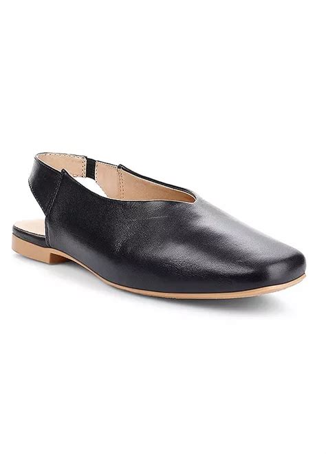 Black Leather Slingback Ballerinas 